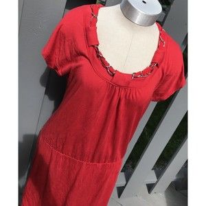 Gianni Bini Chain Red Summer Dress Very Soft Xs 100% Rayon